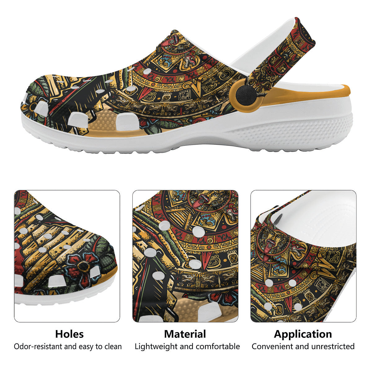 Statue Ancient Mayan Print Clog-grizzshop