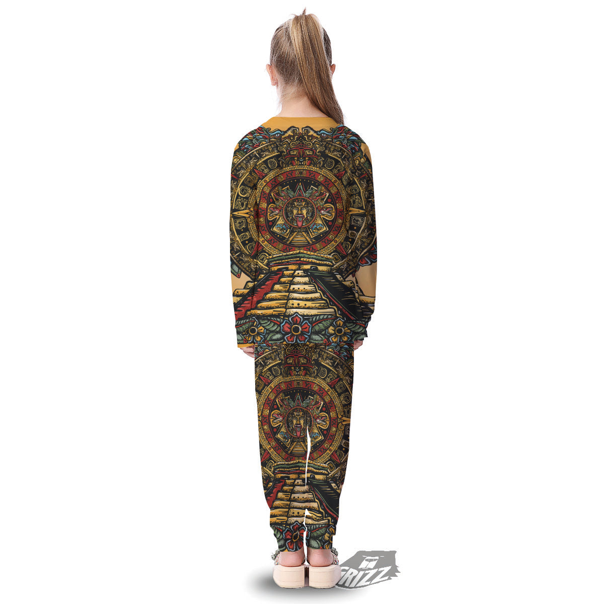 Statue Ancient Mayan Print Kid's Pajamas-grizzshop