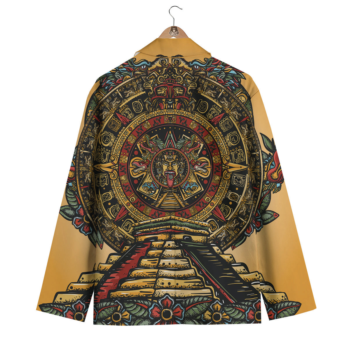 Statue Ancient Mayan Print Men's Blazer-grizzshop