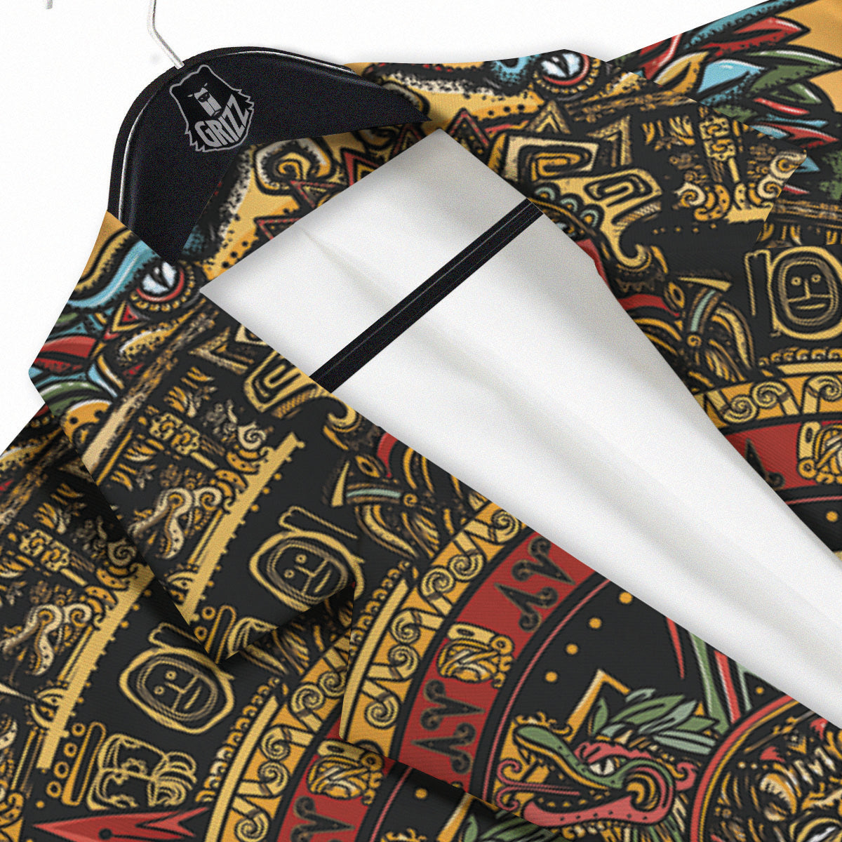 Statue Ancient Mayan Print Men's Sport Coat-grizzshop
