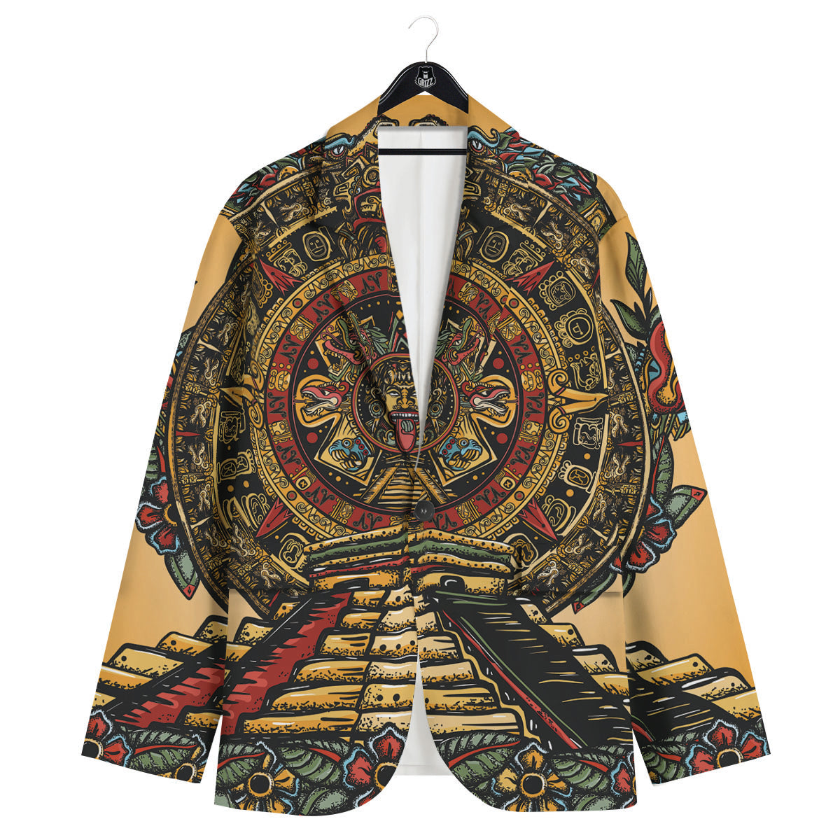Statue Ancient Mayan Print Men's Sport Coat-grizzshop