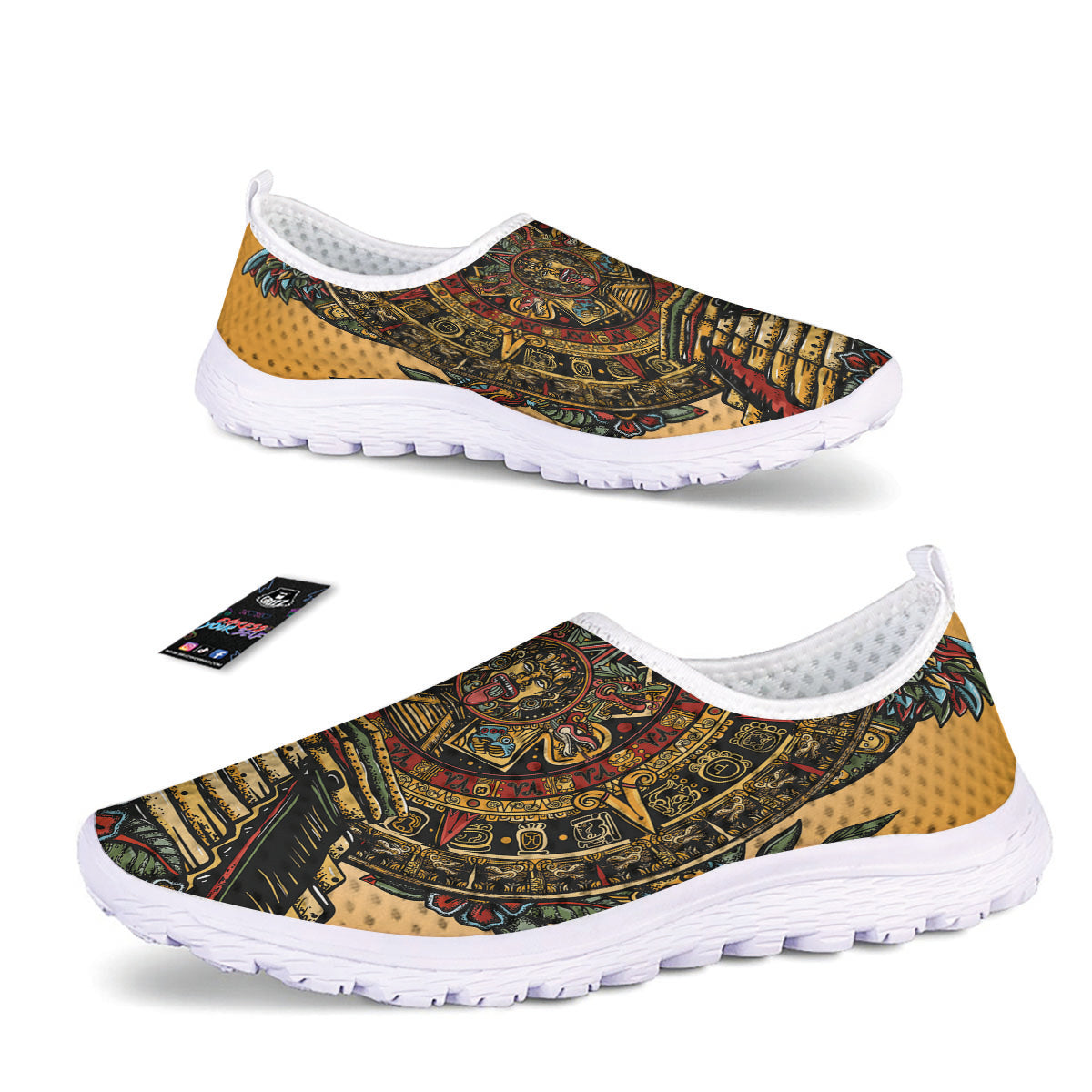 Statue Ancient Mayan Print Nurse Shoes-grizzshop