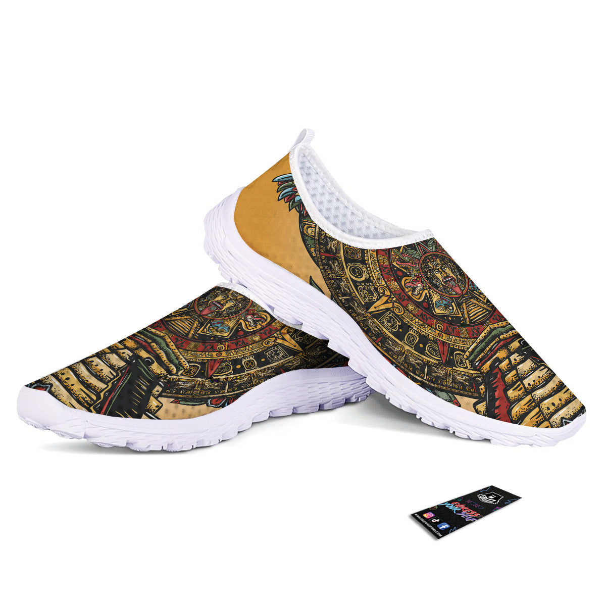 Statue Ancient Mayan Print Nurse Shoes-grizzshop