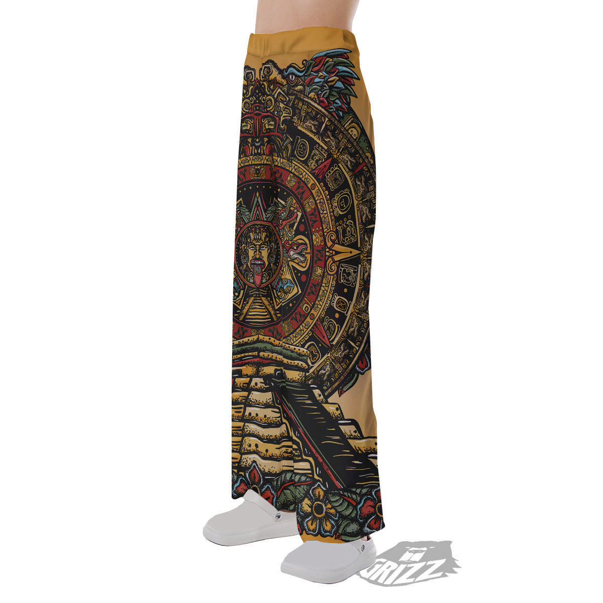 Statue Ancient Mayan Print Pajama Pants-grizzshop