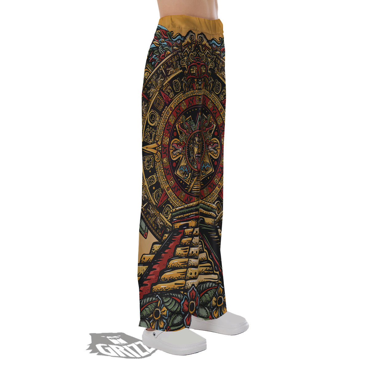 Statue Ancient Mayan Print Pajama Pants-grizzshop