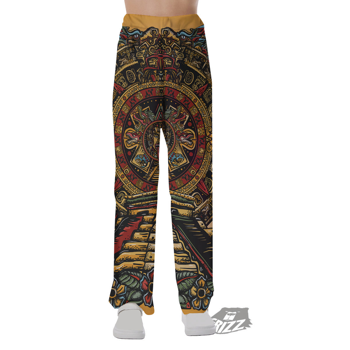 Statue Ancient Mayan Print Pajama Pants-grizzshop