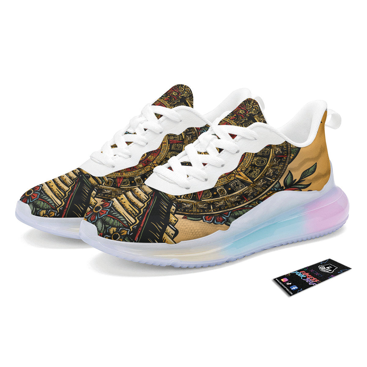 Statue Ancient Mayan Print Running Sneakers-grizzshop