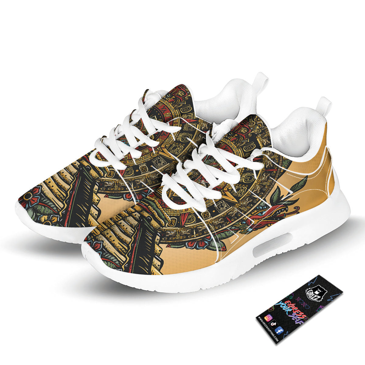 Statue Ancient Mayan Print Tennis Shoes-grizzshop