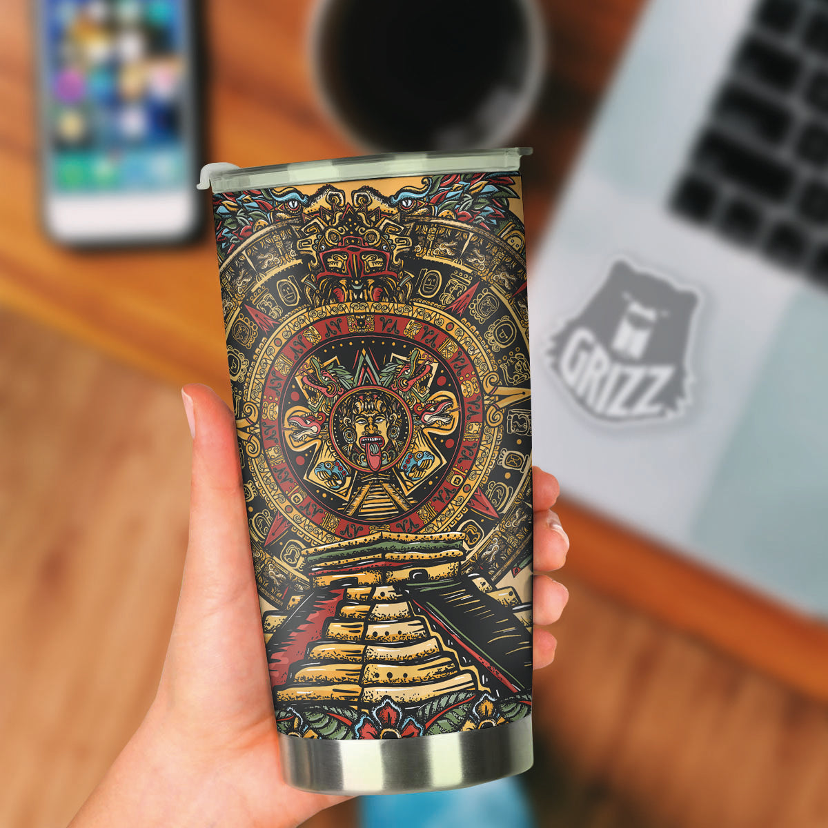 Statue Ancient Mayan Print Tumbler-grizzshop