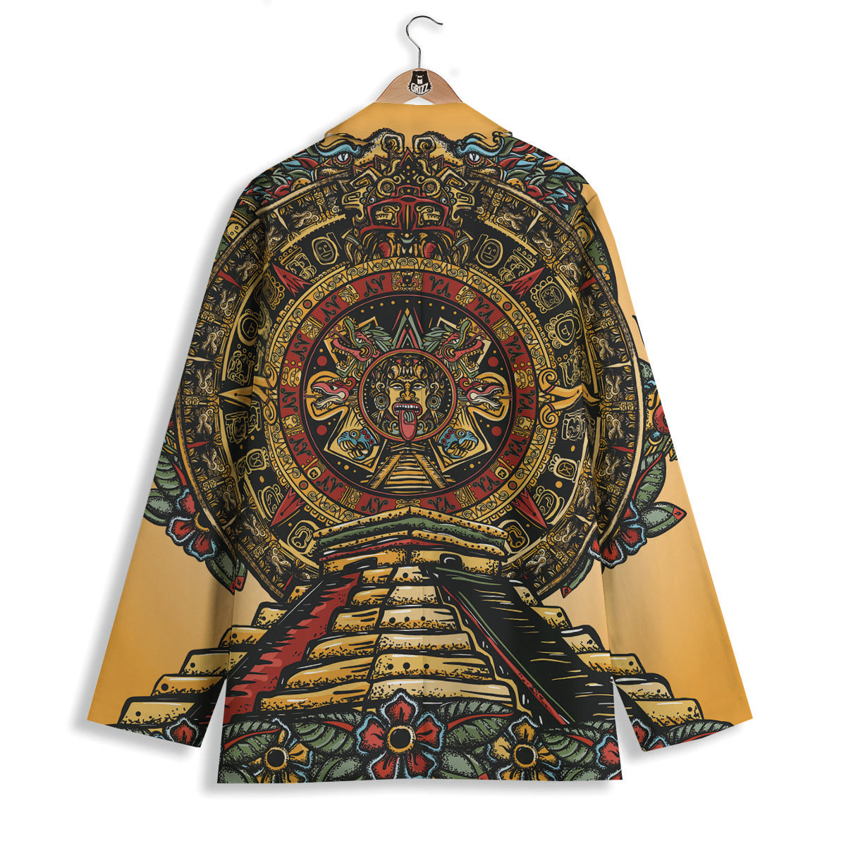 Statue Ancient Mayan Print Women's Blazer-grizzshop
