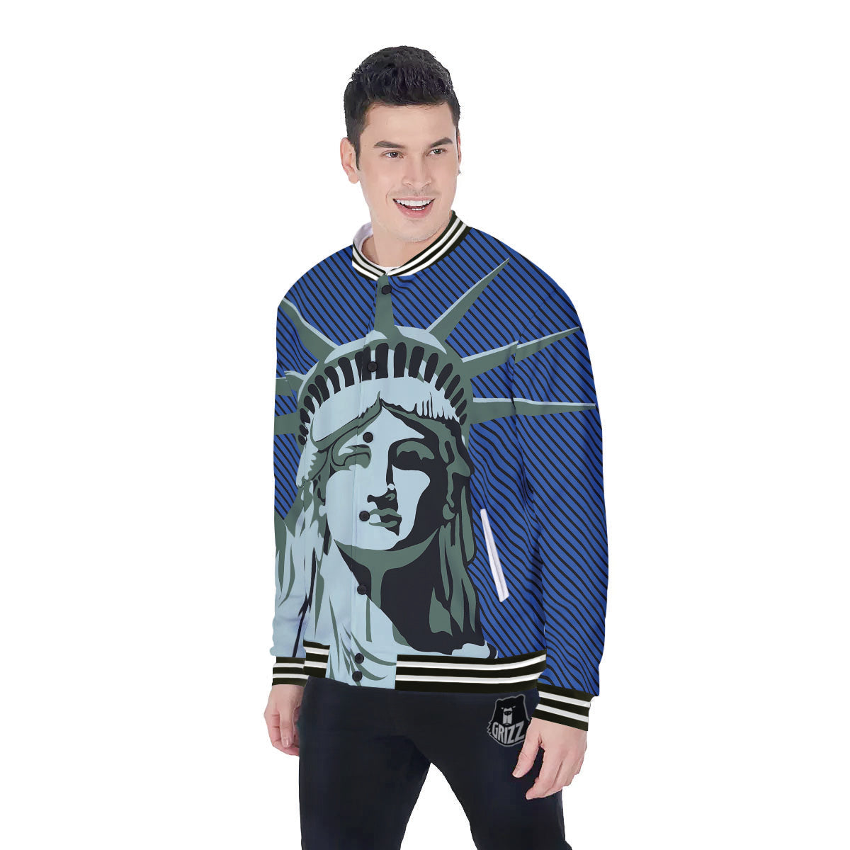 Statue Of Liberty American Print Baseball Jacket-grizzshop