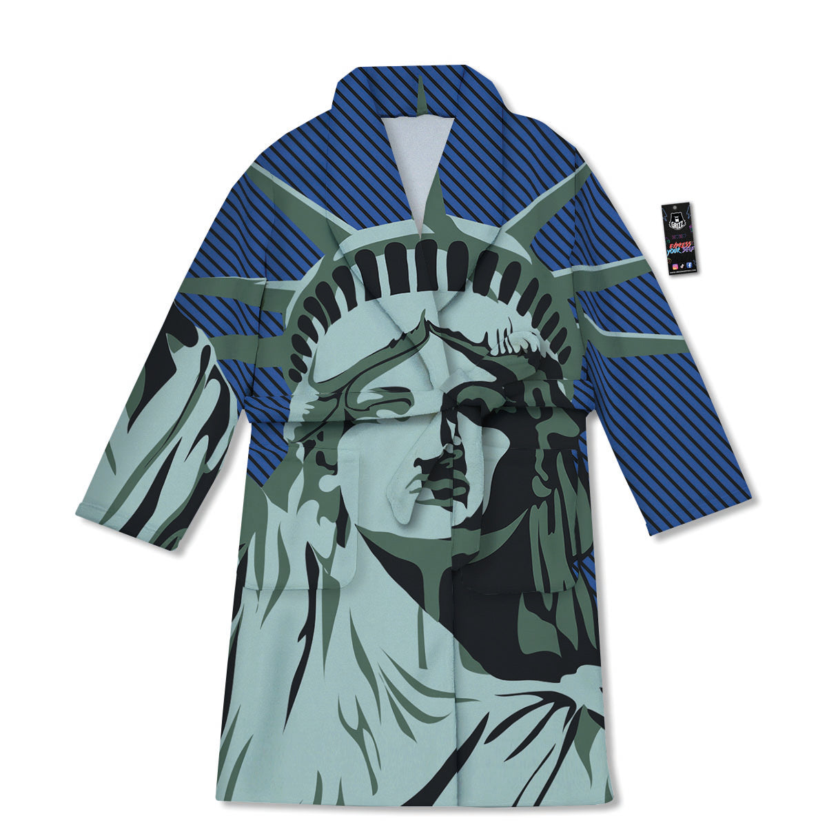 Statue Of Liberty American Print Bathrobe-grizzshop