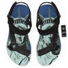 Statue Of Liberty American Print Black Open Toe Sandals-grizzshop