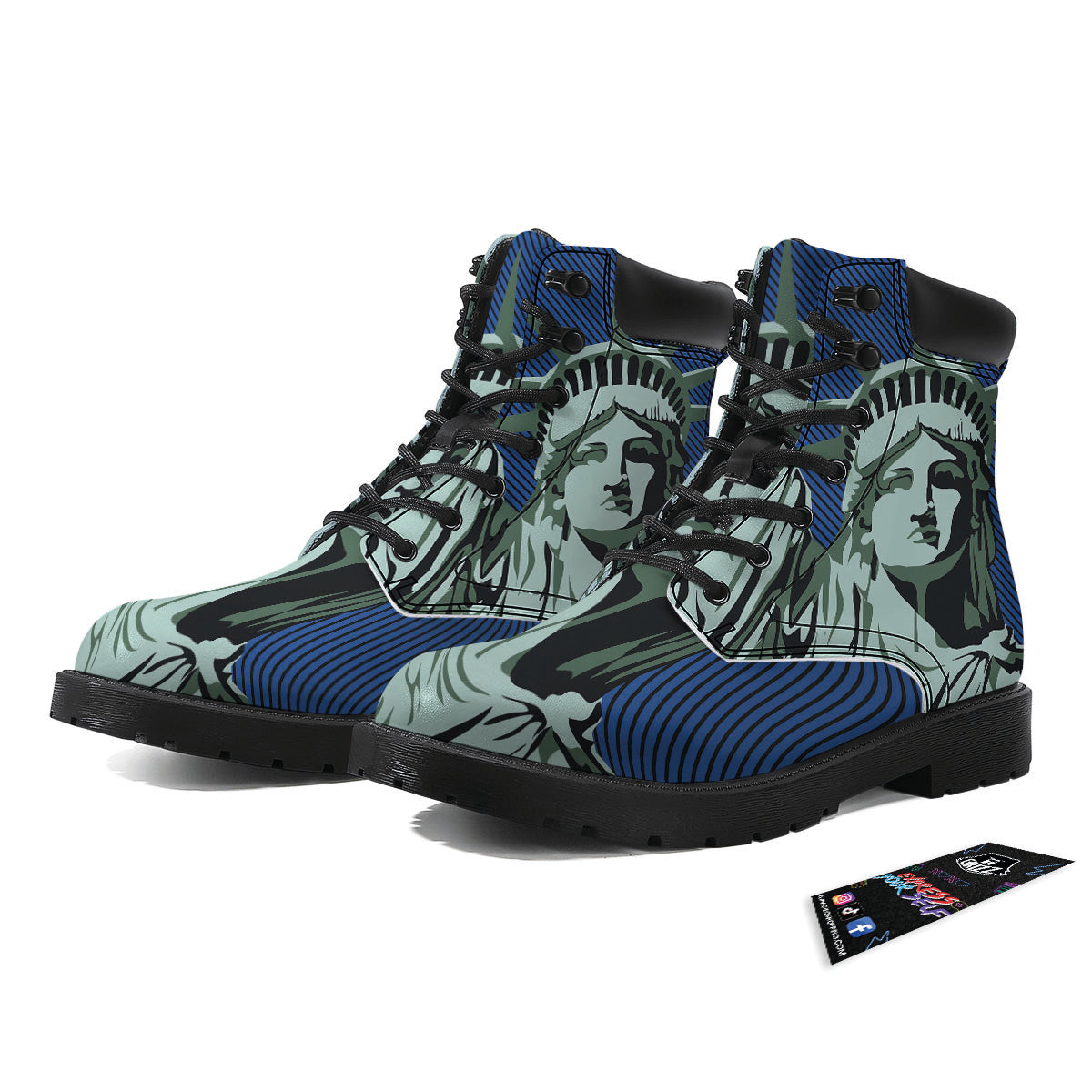 Statue Of Liberty American Print Boots-grizzshop