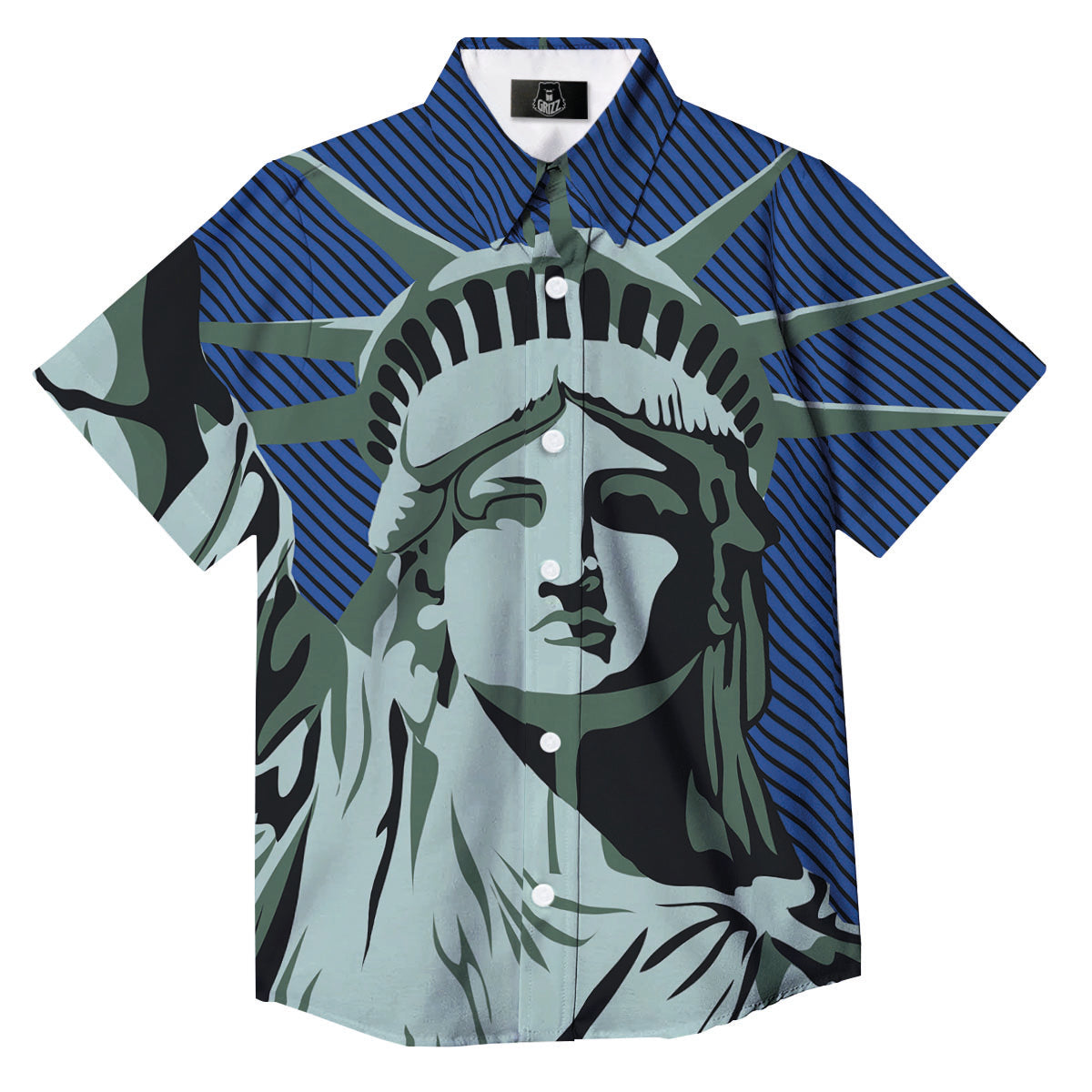 Statue Of Liberty American Print Button Up Shirt-grizzshop