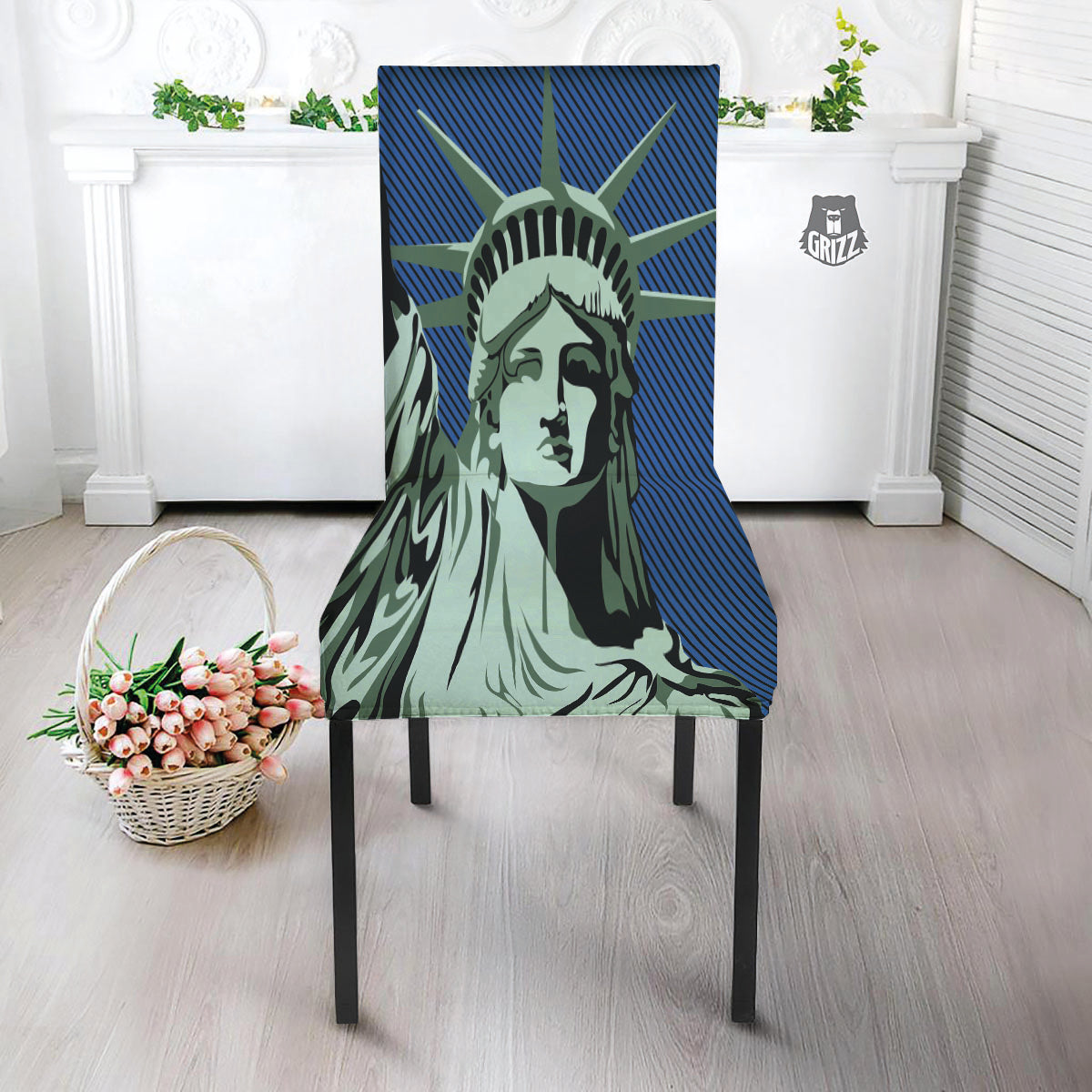 Statue Of Liberty American Print Dining Chair Slipcover-grizzshop