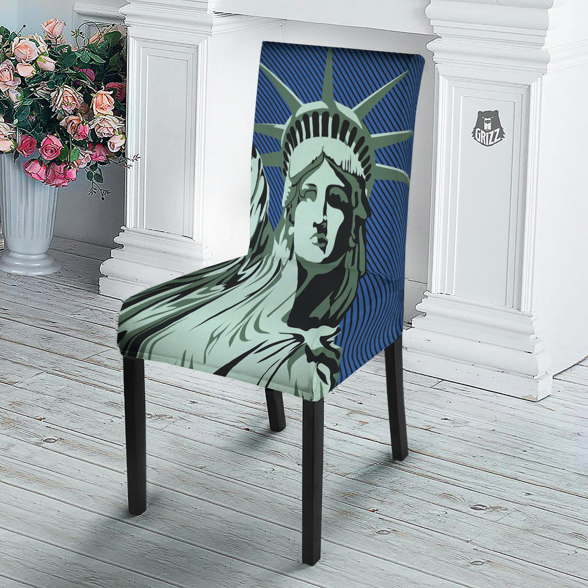 Statue Of Liberty American Print Dining Chair Slipcover-grizzshop