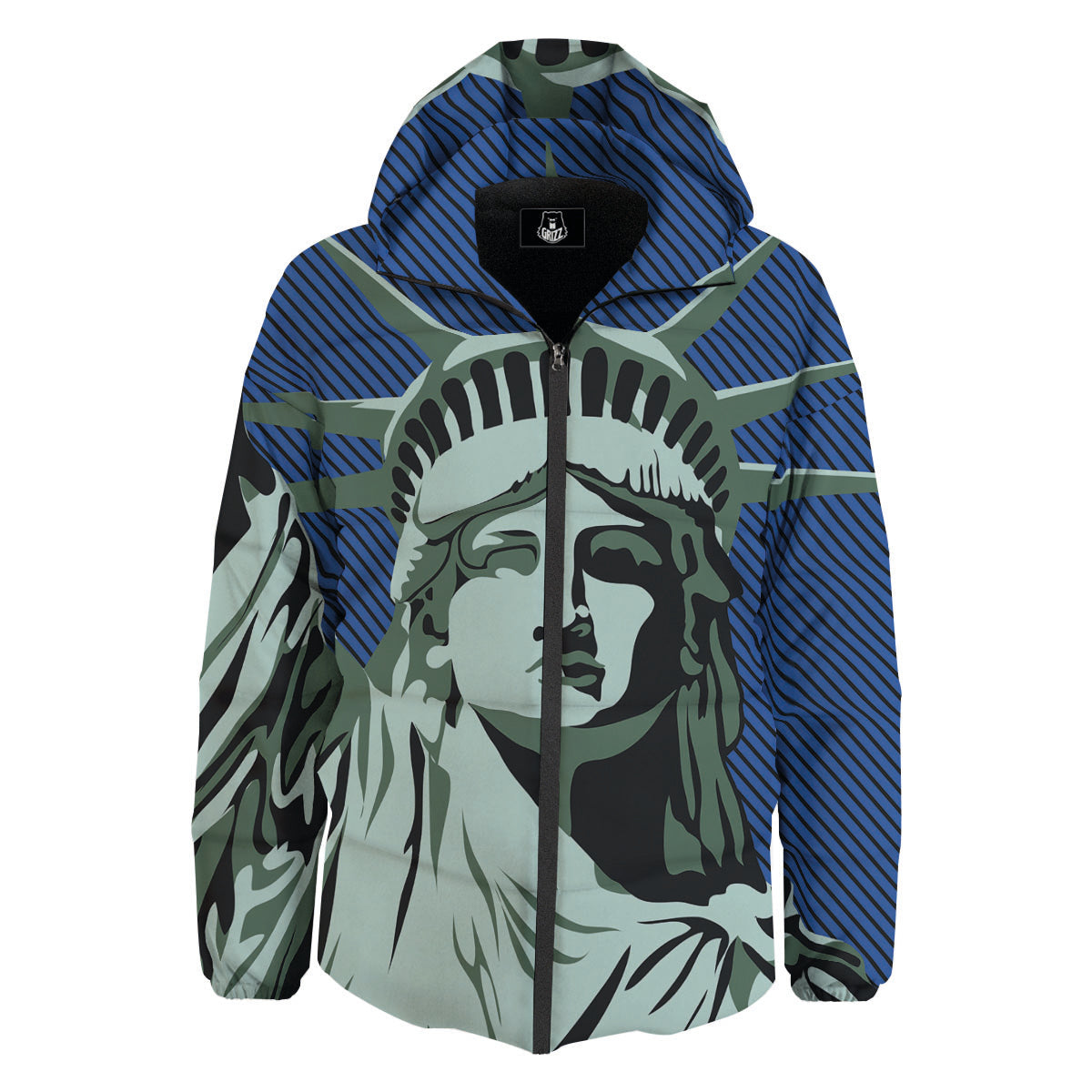 Statue Of Liberty American Print Down Jacket-grizzshop