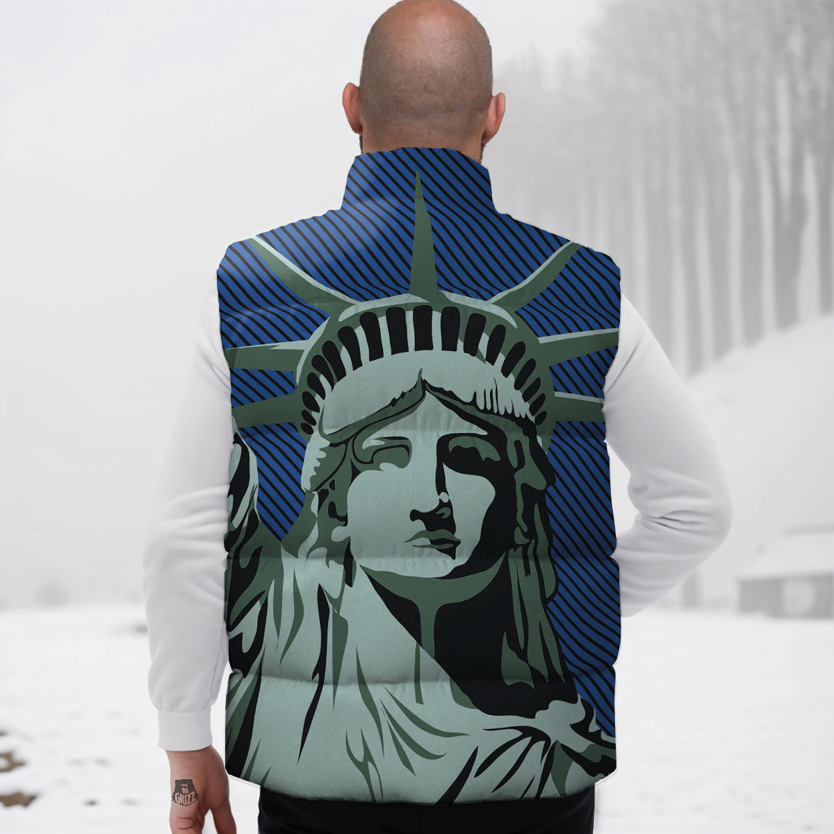 Statue Of Liberty American Print Down Vest