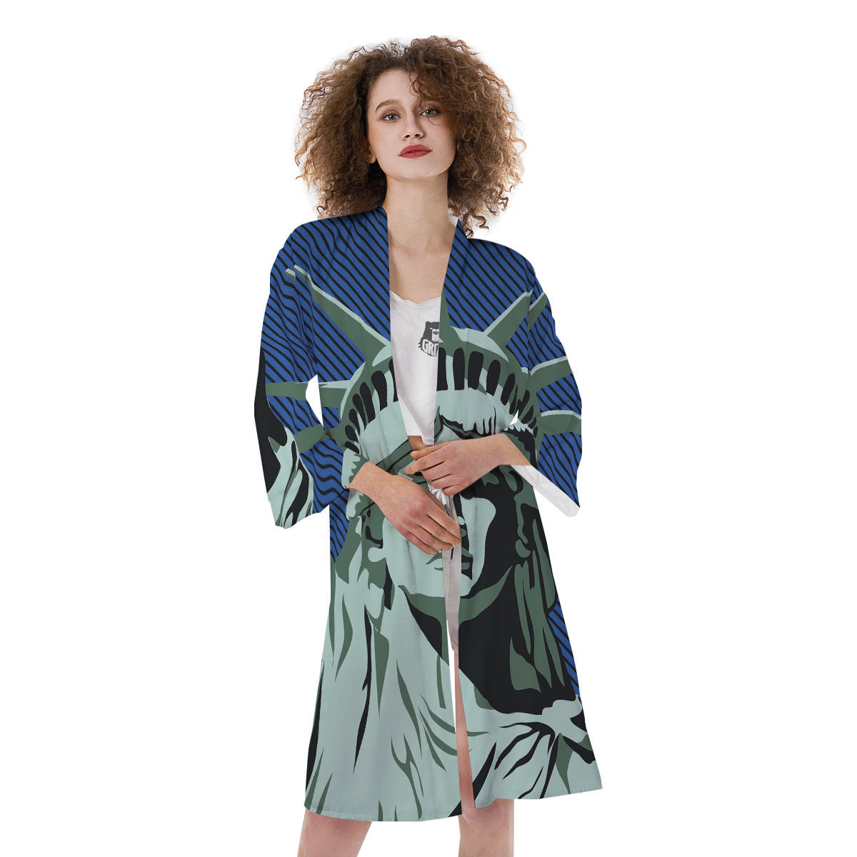 Statue Of Liberty American Print Kimono-grizzshop