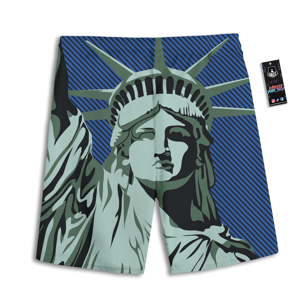 Statue Of Liberty American Print Men's Athletic Shorts