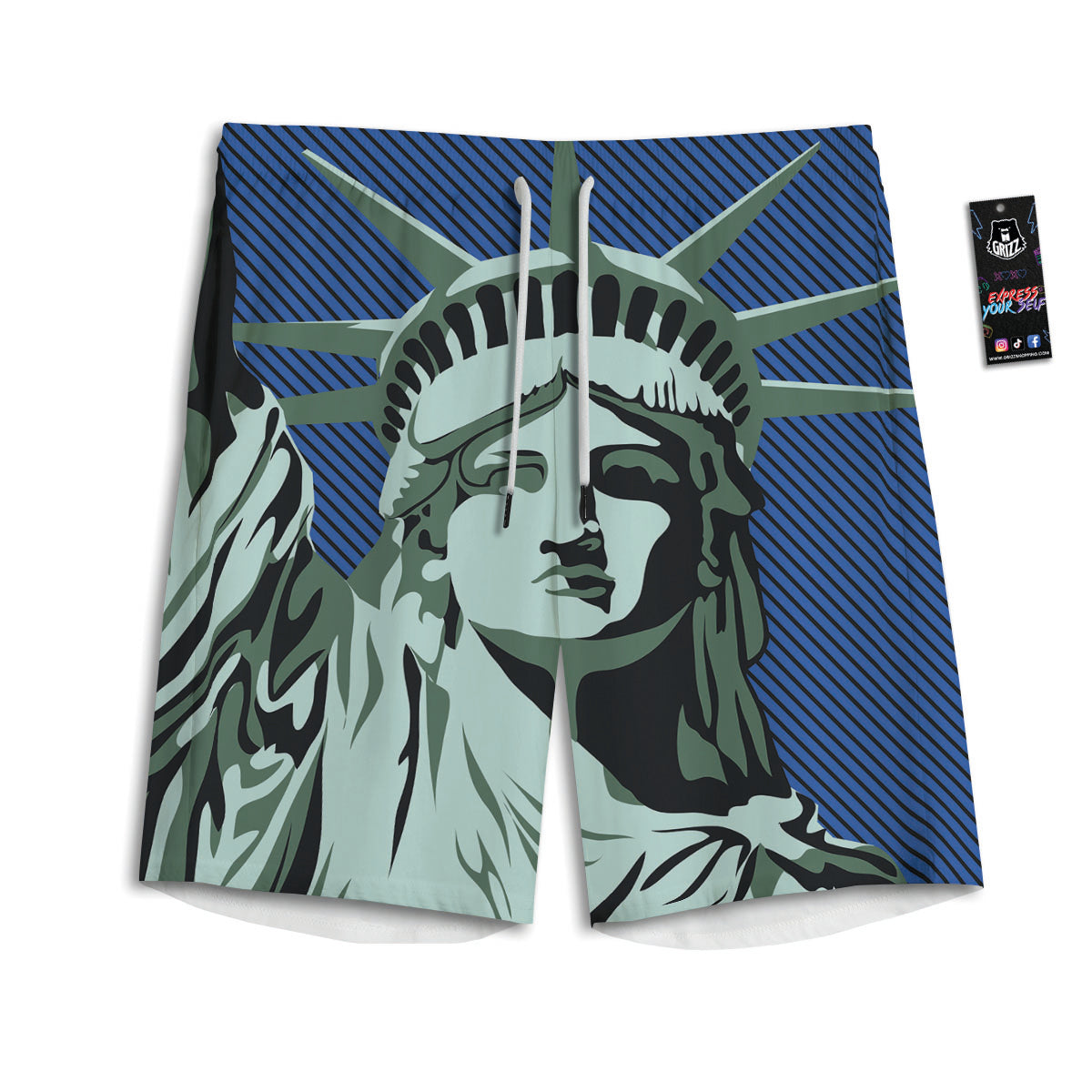 Statue Of Liberty American Print Men's Athletic Shorts