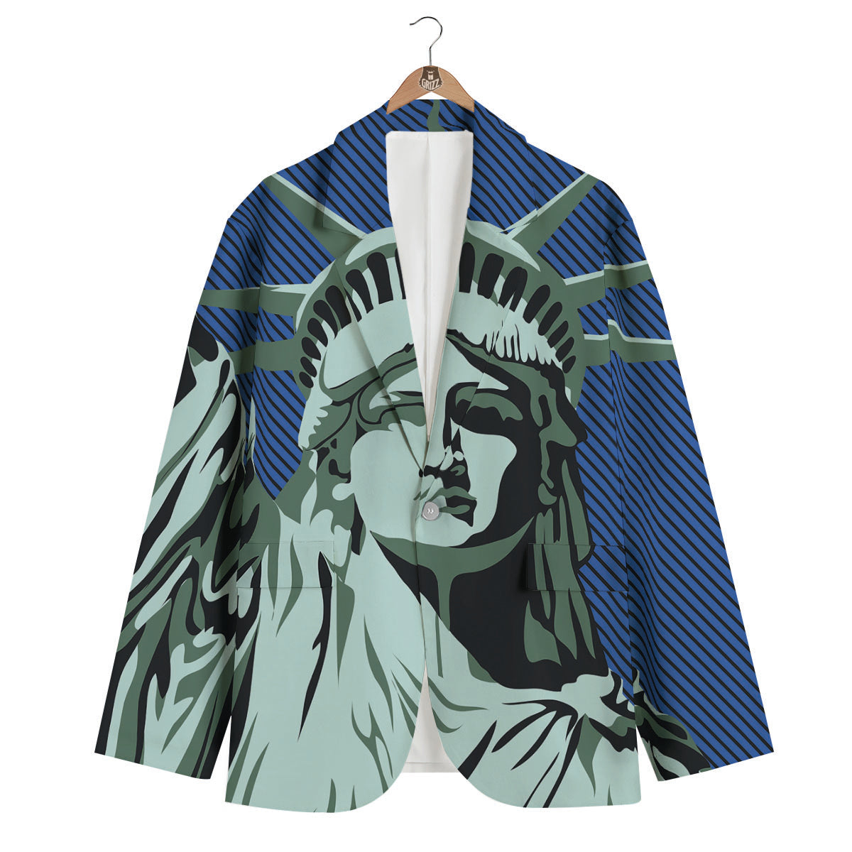 Statue Of Liberty American Print Men's Blazer-grizzshop