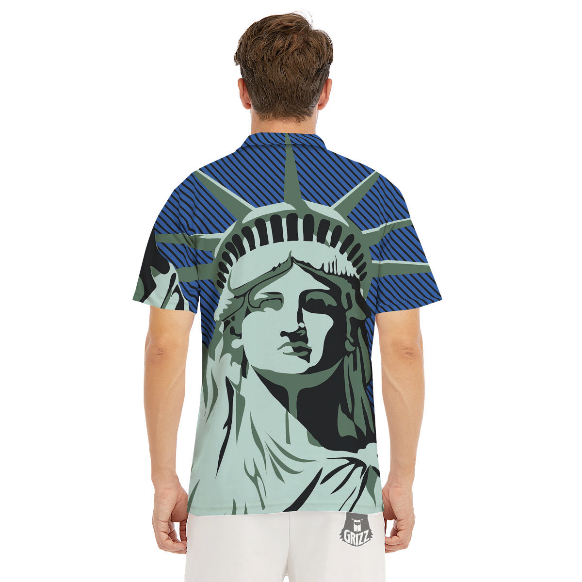 Statue Of Liberty American Print Men's Golf Shirts-grizzshop