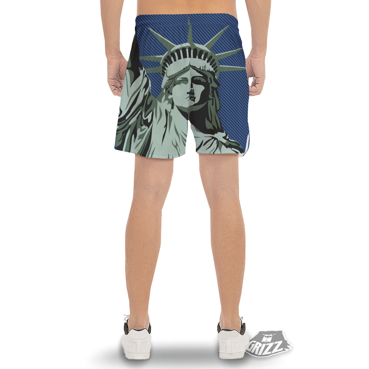 Statue Of Liberty American Print Men's Gym Shorts-grizzshop