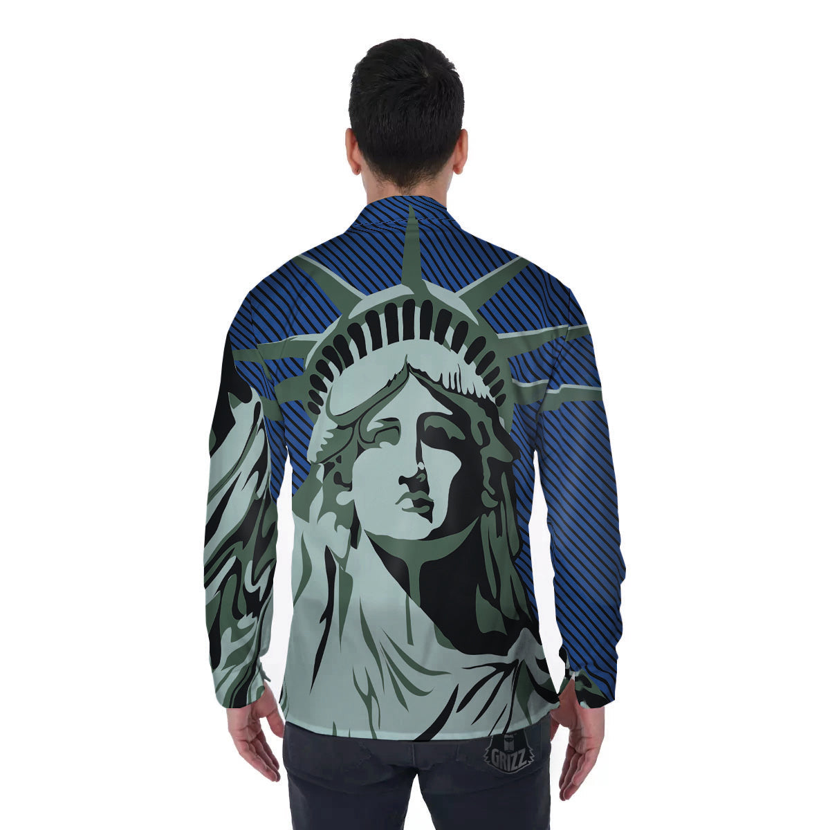 Statue Of Liberty American Print Men's Long Sleeve Shirts-grizzshop