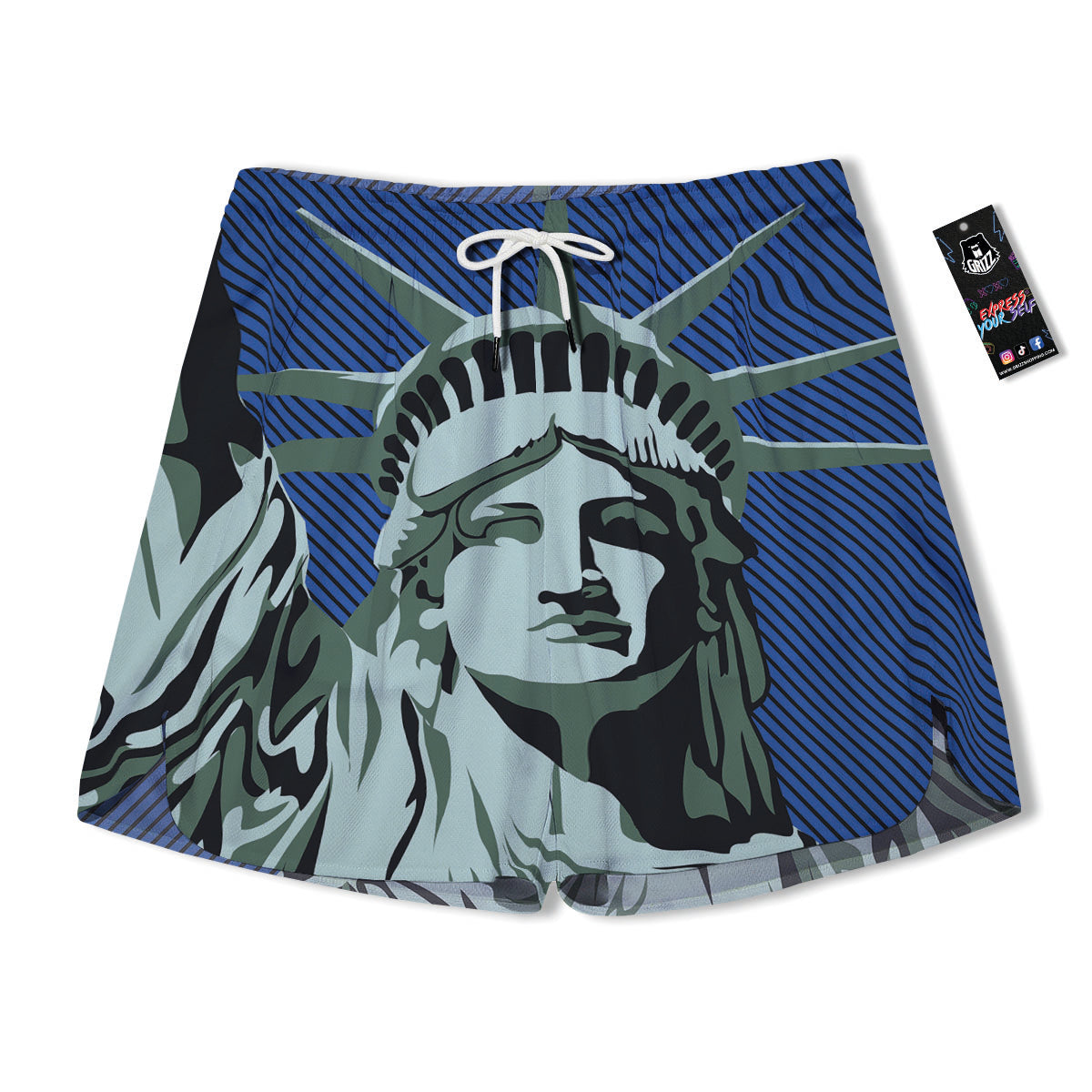 Statue Of Liberty American Print Men's Running Shorts-grizzshop