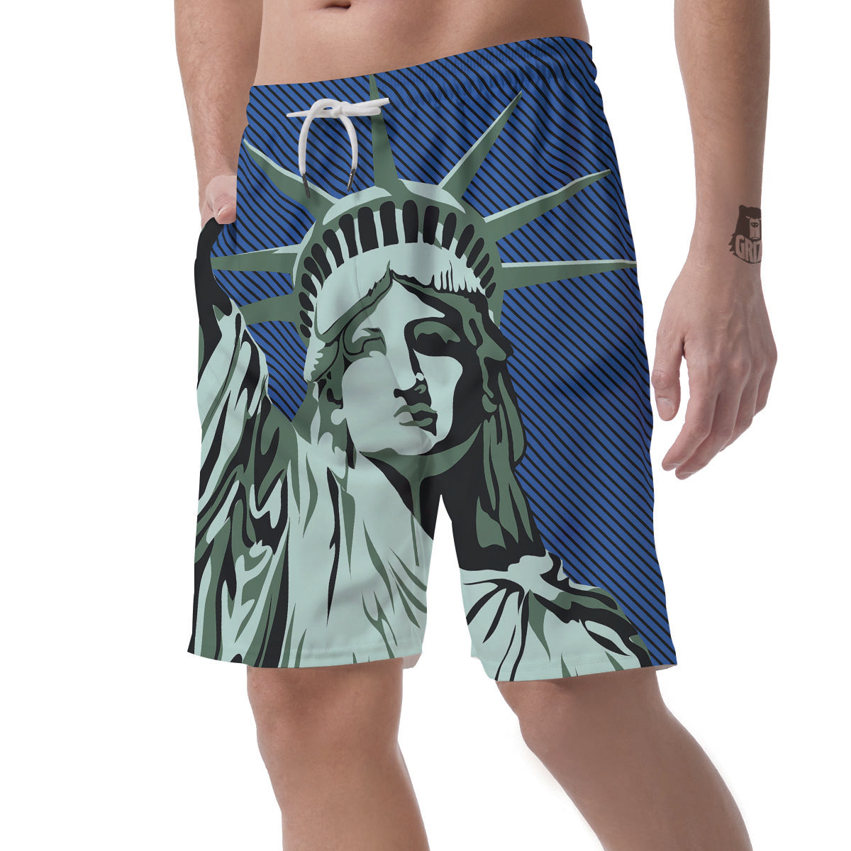 Statue Of Liberty American Print Men's Shorts-grizzshop