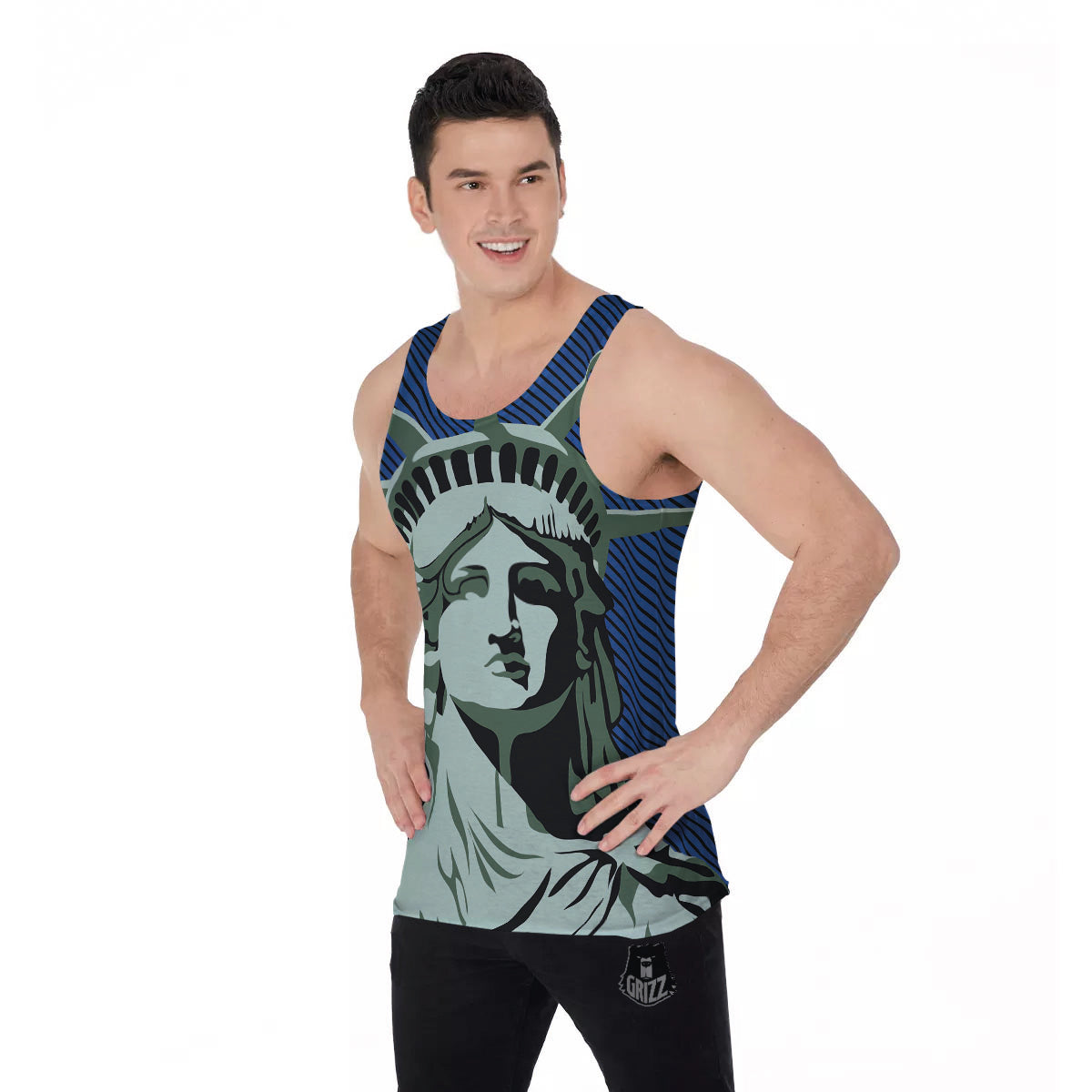 Statue Of Liberty American Print Men's Tank Top-grizzshop