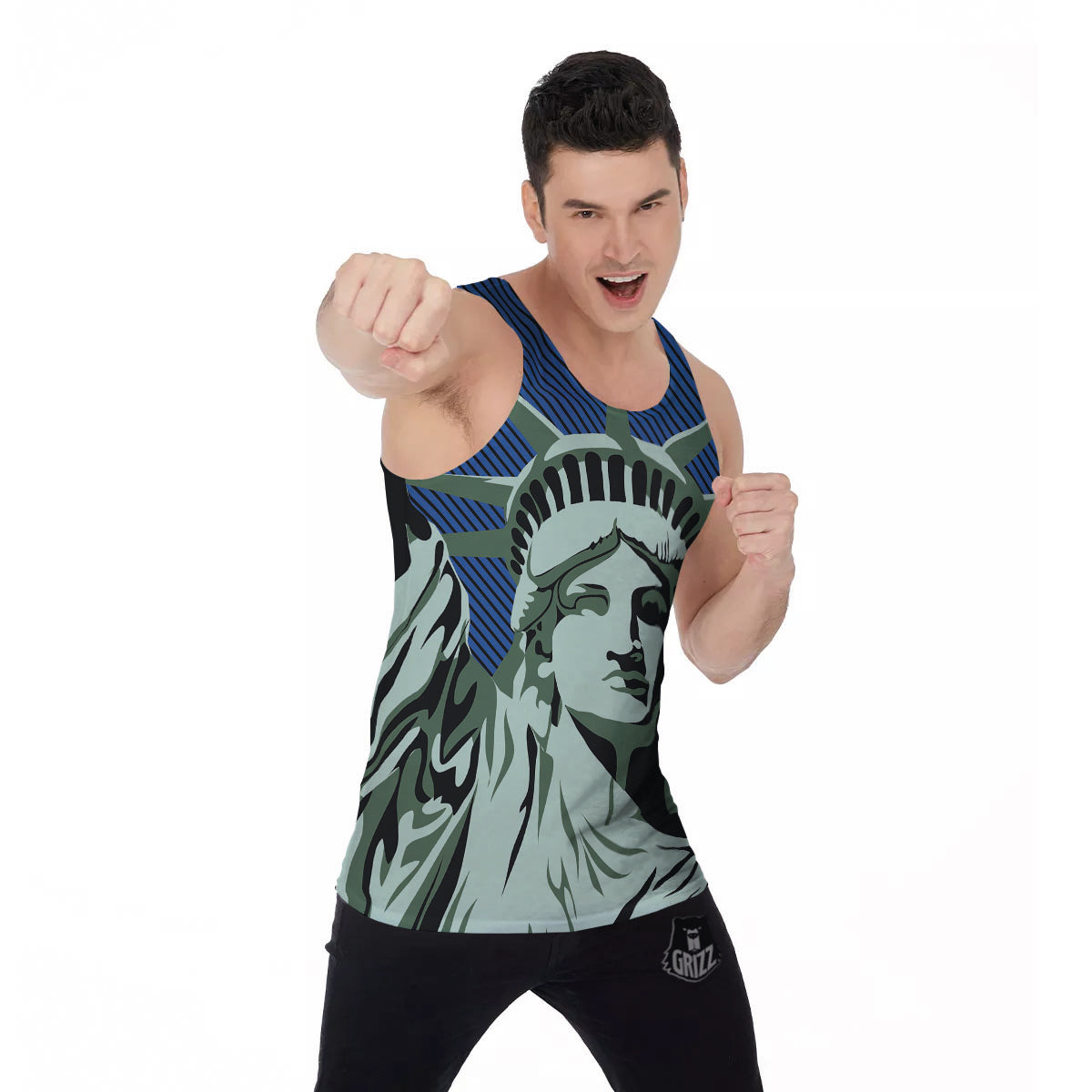 Statue Of Liberty American Print Men's Tank Top-grizzshop