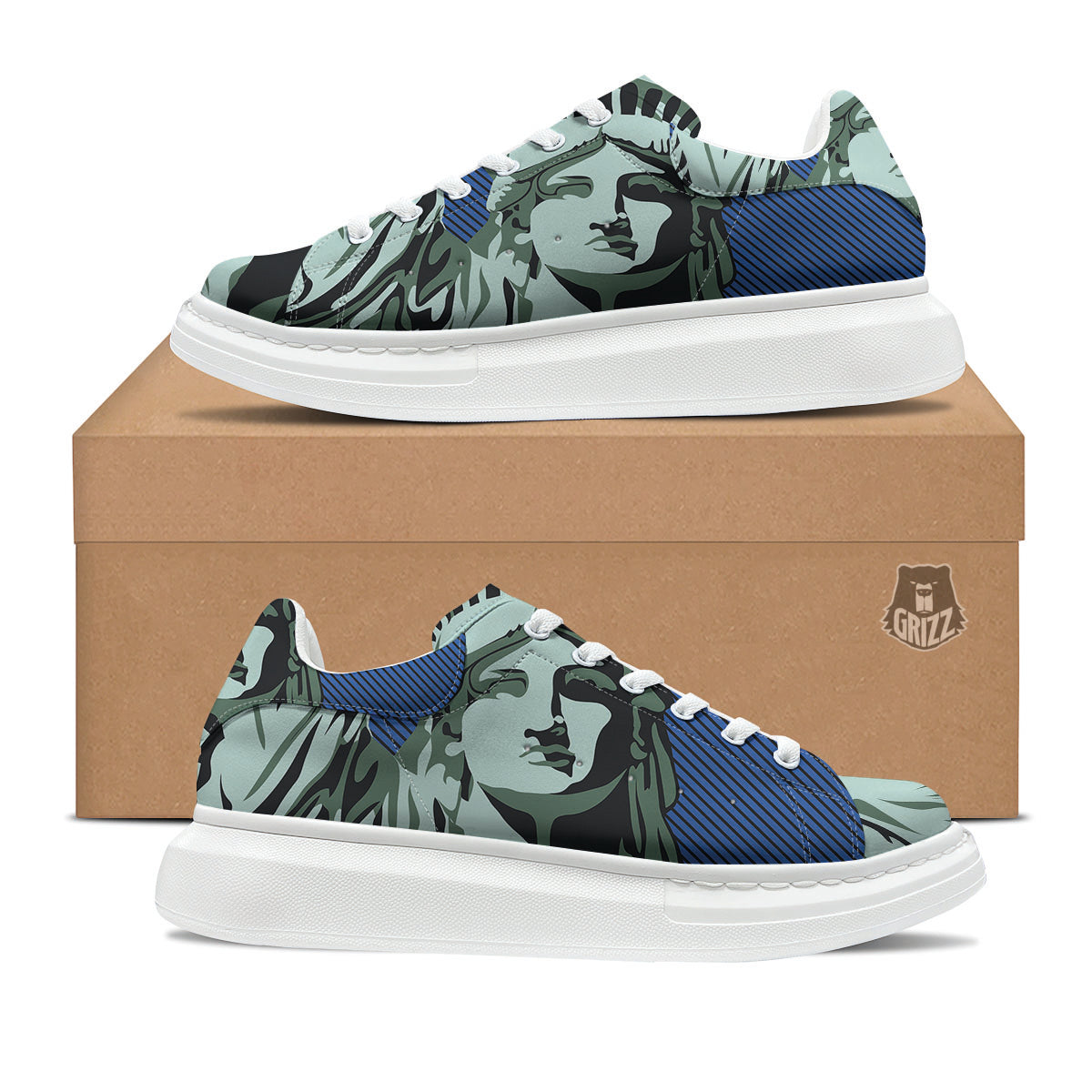 Statue Of Liberty American Print Platform Shoes-grizzshop