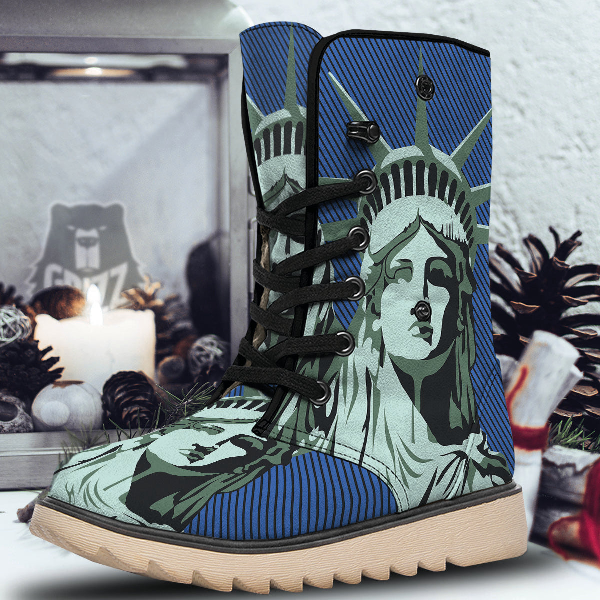 Statue Of Liberty American Print Snow Boots-grizzshop