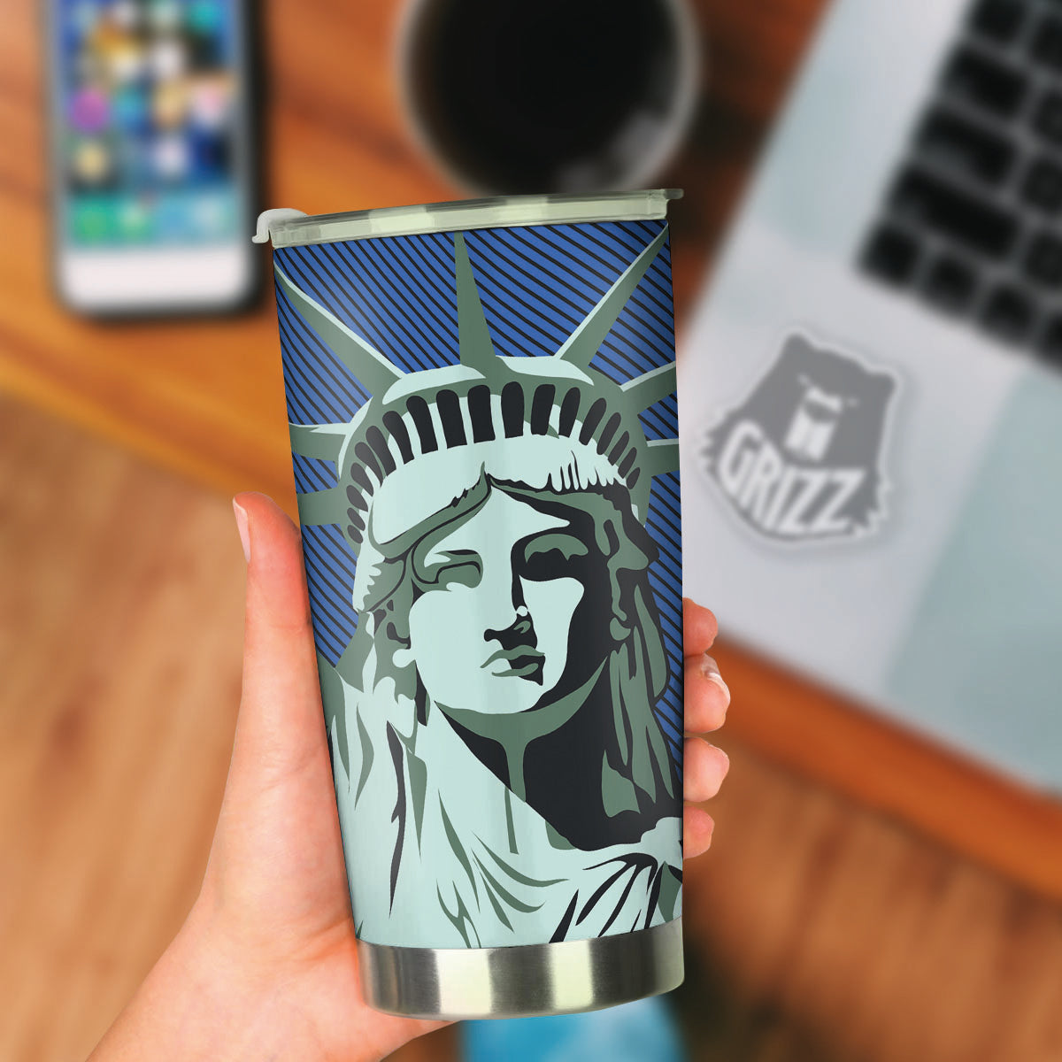 Statue Of Liberty American Print Tumbler-grizzshop