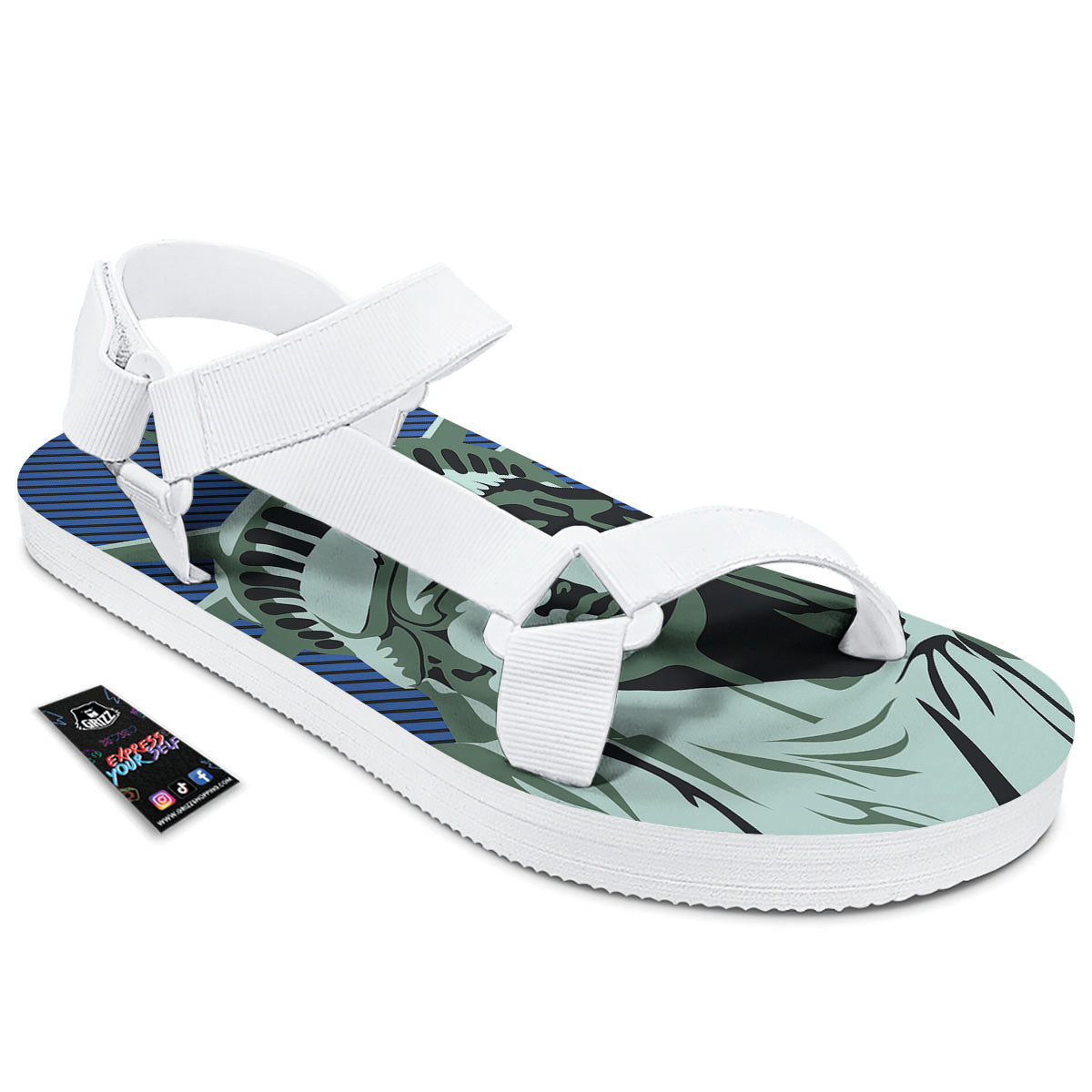 Statue Of Liberty American Print White Open Toe Sandals-grizzshop