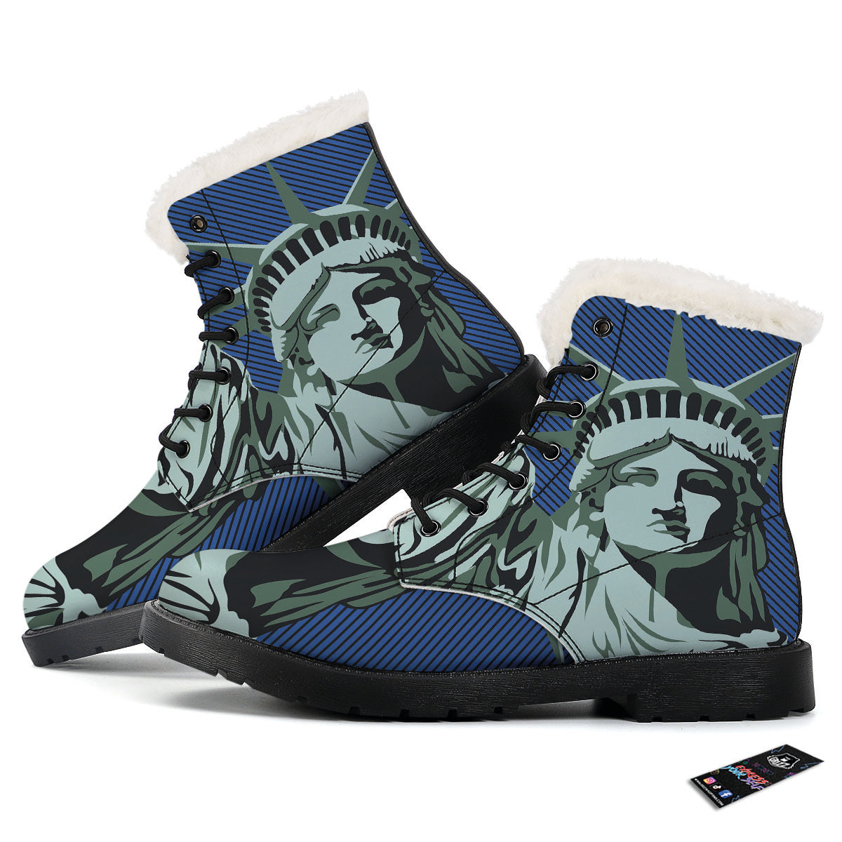 Statue Of Liberty American Print Winter Boots-grizzshop