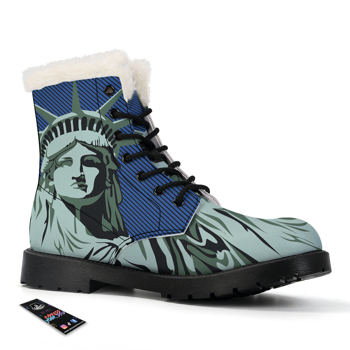 Statue Of Liberty American Print Winter Boots-grizzshop