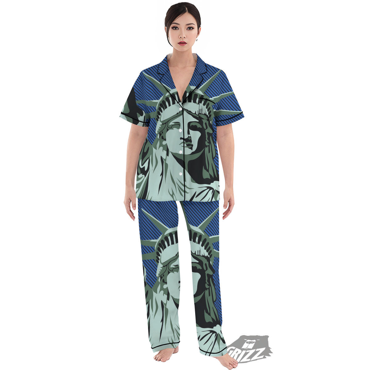 Statue Of Liberty American Print Women's Pajamas Set-grizzshop