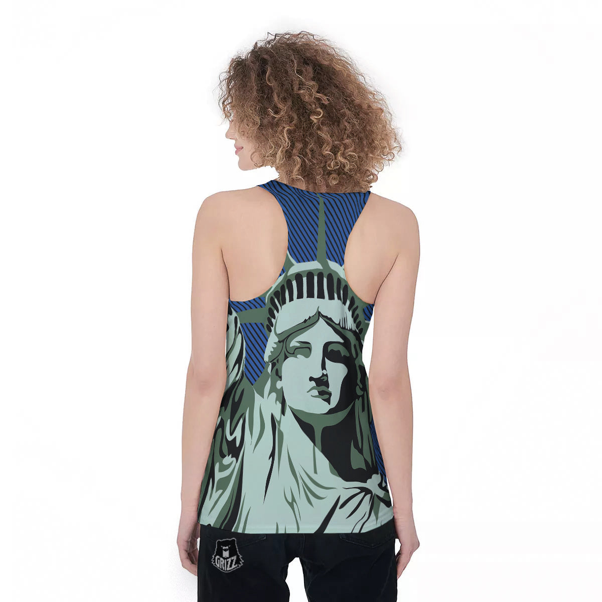 Statue Of Liberty American Print Women's Racerback Tank Top-grizzshop