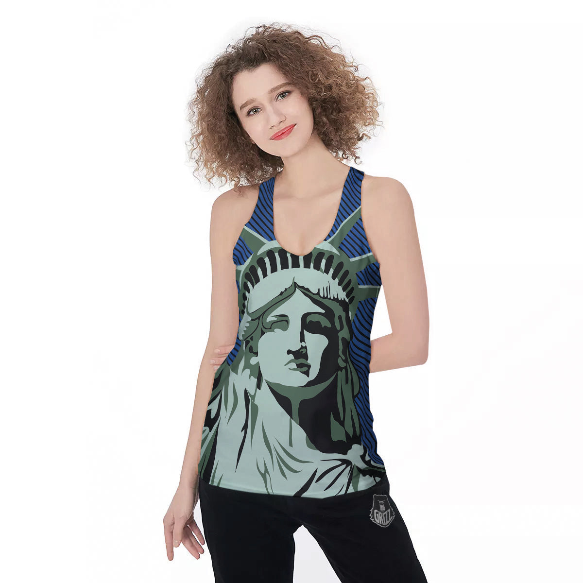 Statue Of Liberty American Print Women's Racerback Tank Top-grizzshop