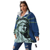 Statue Of Liberty American Print Women's Sherpa Jacket-grizzshop