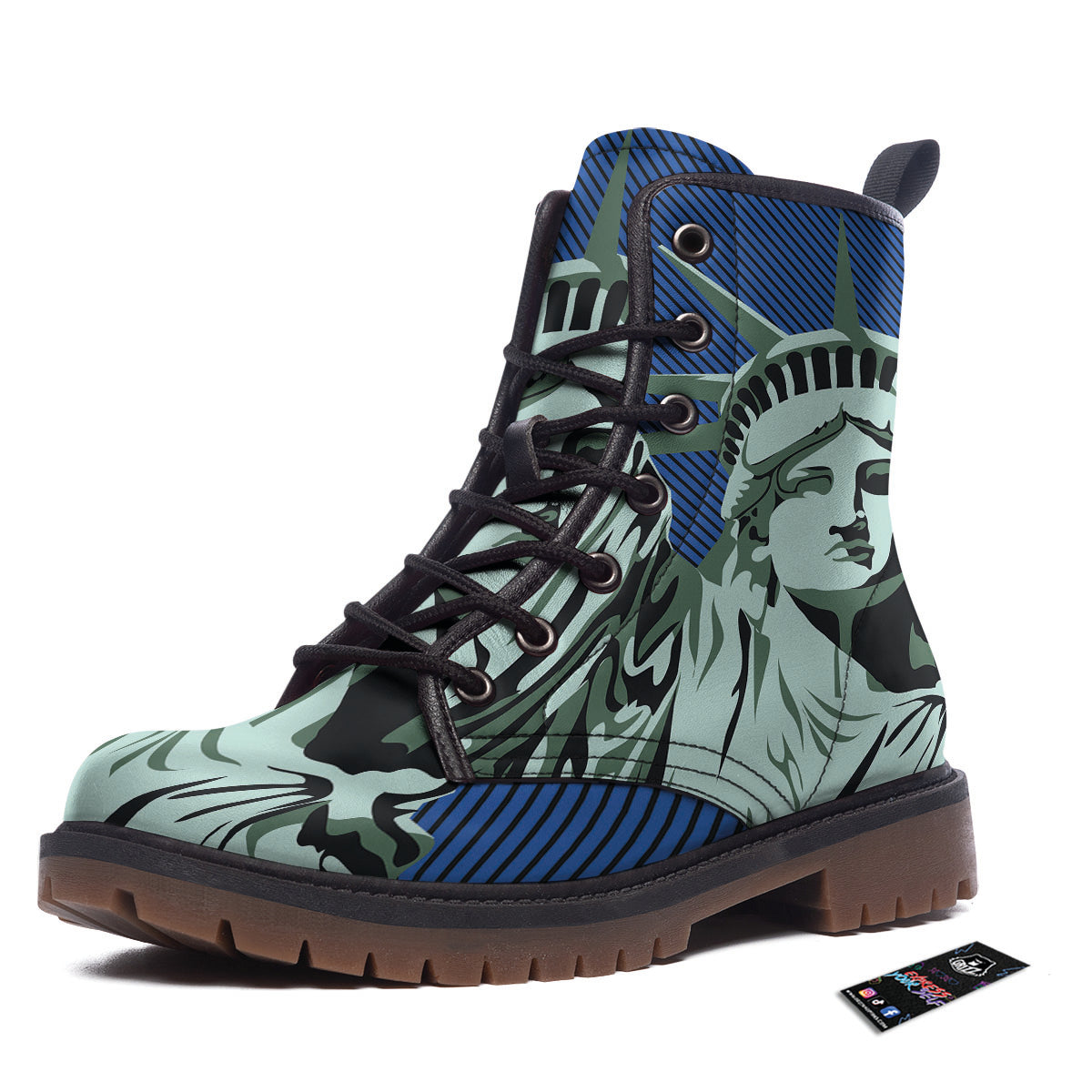 Statue Of Liberty American Print Work Boots-grizzshop