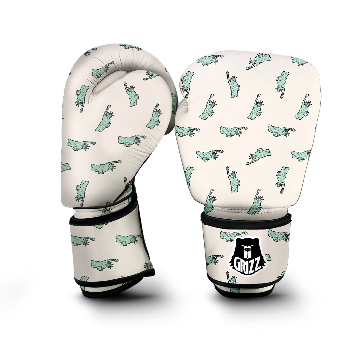 Statue Of Liberty Beige Print Pattern Boxing Gloves-grizzshop