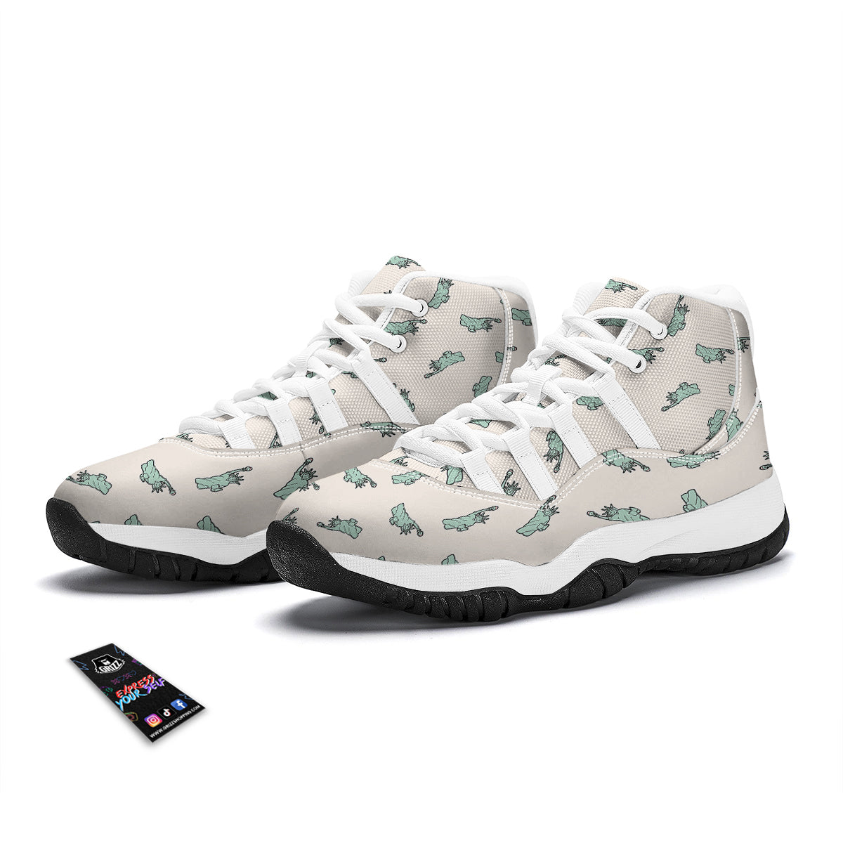 Statue Of Liberty Beige Print Pattern White Bball Shoes-grizzshop