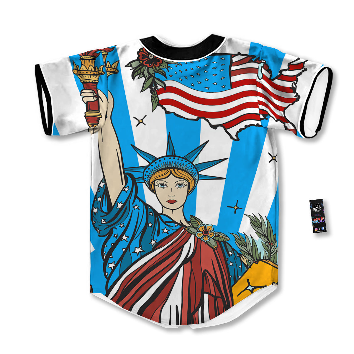 Statue Of Liberty USA Print Baseball Jersey-grizzshop