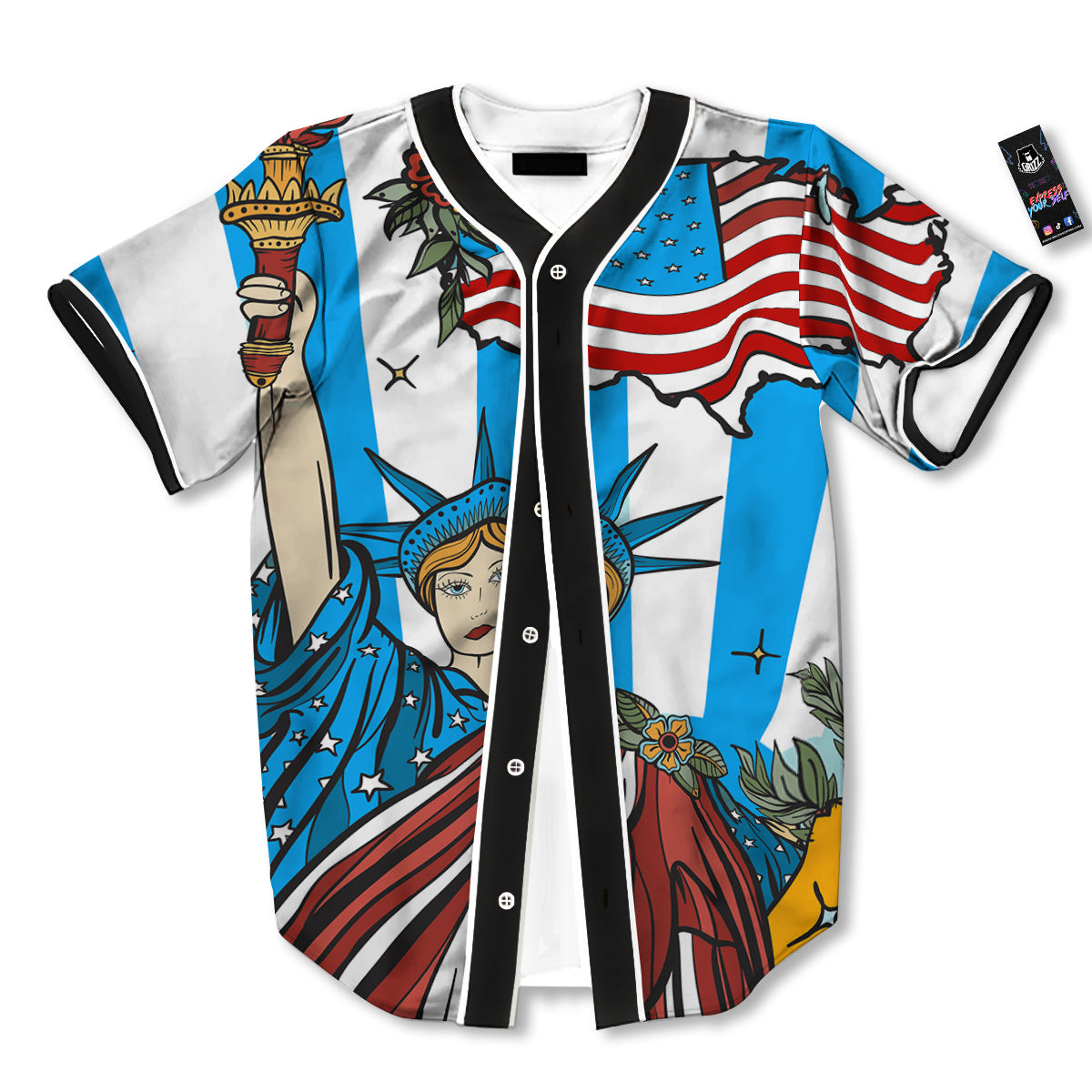 Statue Of Liberty USA Print Baseball Jersey-grizzshop