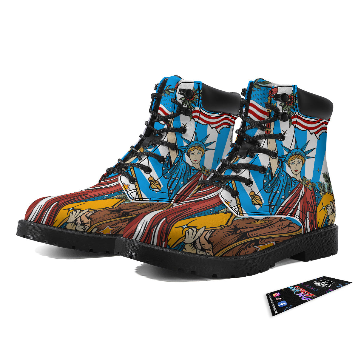 Statue Of Liberty USA Print Boots-grizzshop